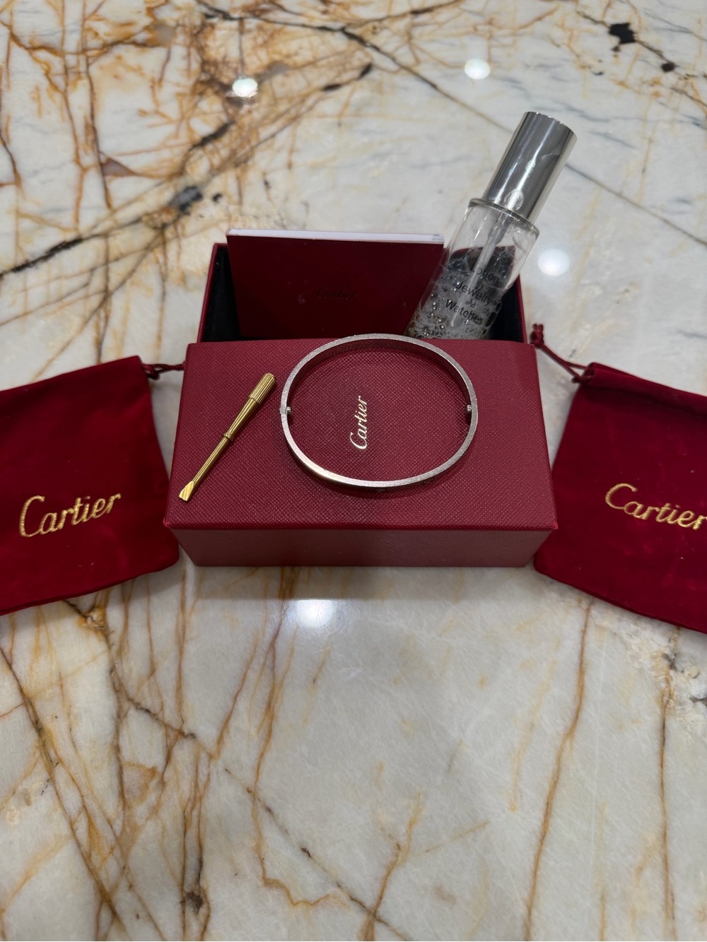 Cartier Bangle with Gold Screwdriver and Red Packaging